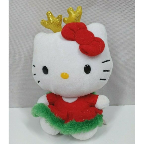 2014 Ty Sanrio Hello Kitty Christmas Reindeer 6" Plush Doll - Picture 1 of 6